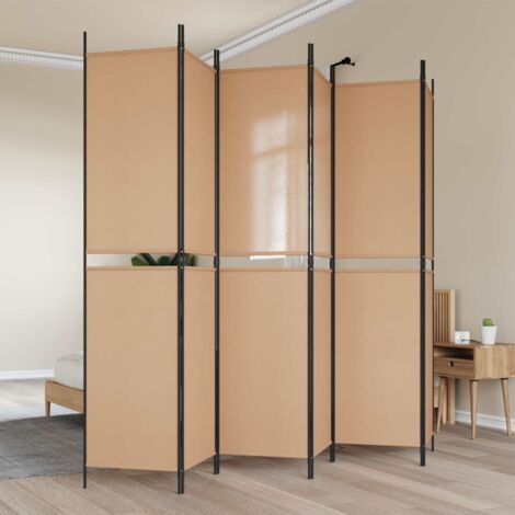 Divisor de habitación de 6 paneles Beige 300 x 220 cm Tela