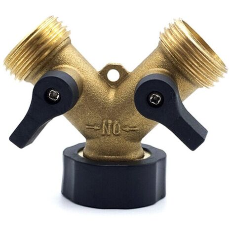 Divisor de manguera para grifo, conector de tres vías, multifuncional, de alta calidad y duradero, fabricado en latón, caucho y ABS, negro/dorado.