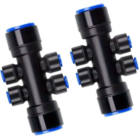 Divisor de riego por goteo de 6 vías, 6,35 mm - Control de caudal - Conexión rápida - Tubería de impulsión de agua - Accesorios de riego para el hogar y el jardín