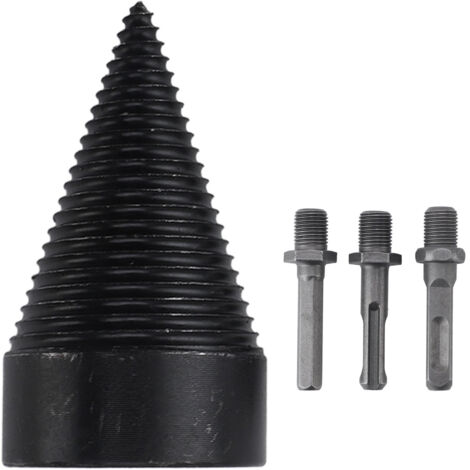 Divisor de troncos cónico de 50 mm con 3 asas: cuña divisora de acero al carbono de alta resistencia para taladros, trabajo eficiente.