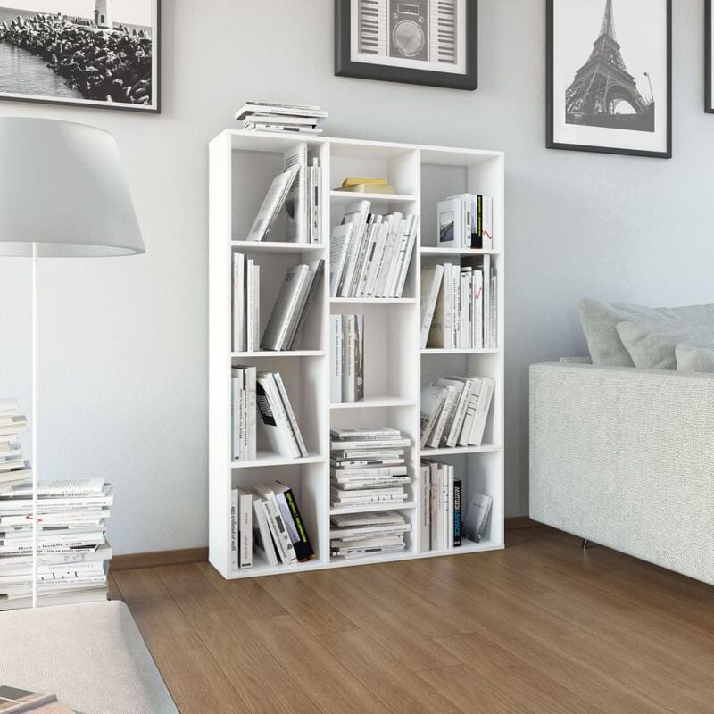 

Happyshopping - Divisor/estanteria aglomerado blanco brillante 100x24x140 cm