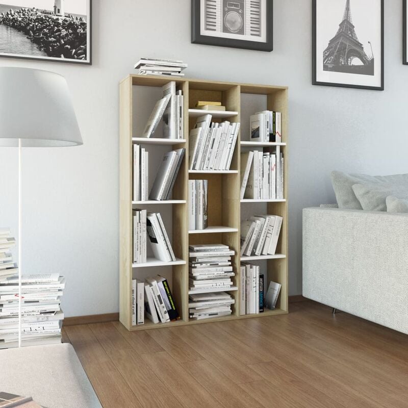 

Happyshopping - Divisor/estanteria aglomerado blanco roble Sonoma 100x24x140 cm
