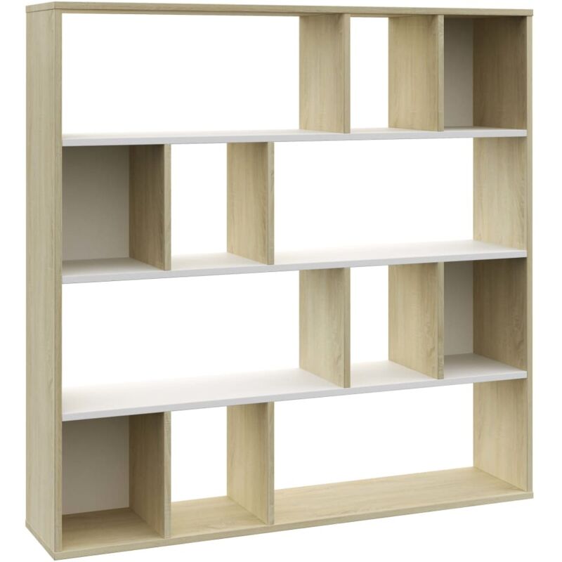 

vidaXL Divisor/estantería aglomerado blanco roble Sonoma 110x24x110 cm - Multicolor