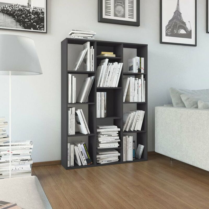 

Happyshopping - Divisor/estanteria aglomerado gris brillante 100x24x140 cm