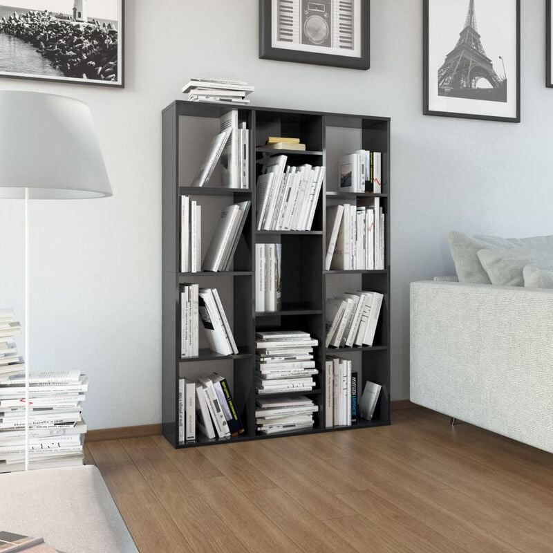 

Happyshopping - Divisor/estanteria aglomerado negro brillante 100x24x140 cm