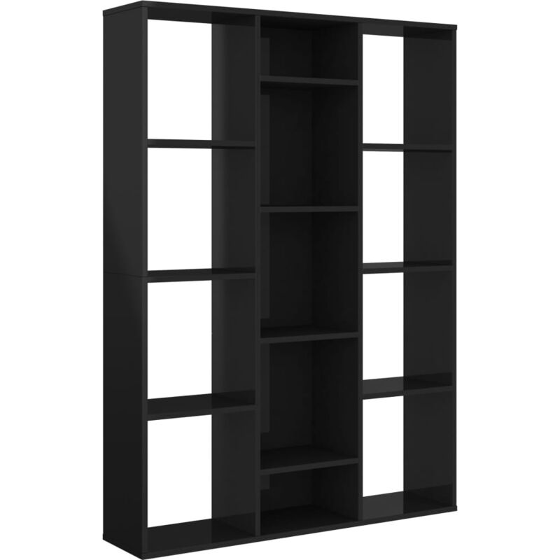 

vidaXL Divisor/estantería aglomerado negro brillante 100x24x140 cm - Negro