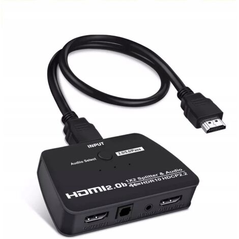 DIVISOR HDMI 1x2 HDCP 2.2 EXTRACTOR DE AUDIO 4K/60