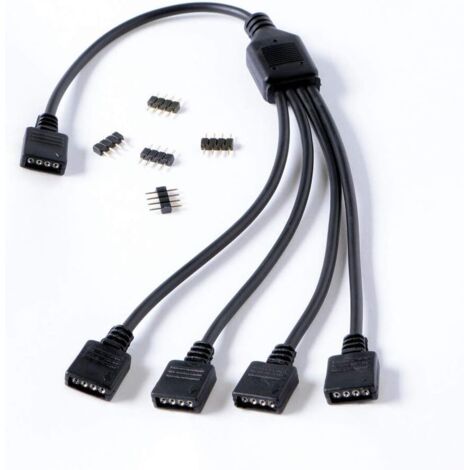 Divisor RGB de 1 a 4 - Compatible con ARGB, RGB estándar de 12V y ARGB de 5V - Conecta hasta 4 dispositivos RGB.