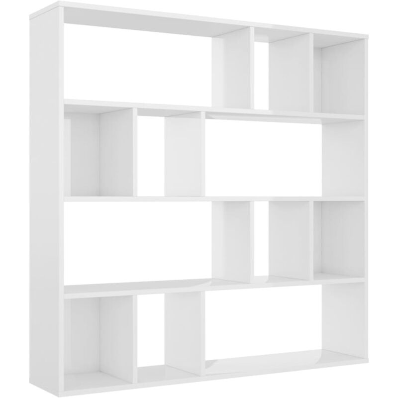 

vidaXL Divisor zonas/estantería aglomerado blanco brillo 110x24x110 cm - Blanco