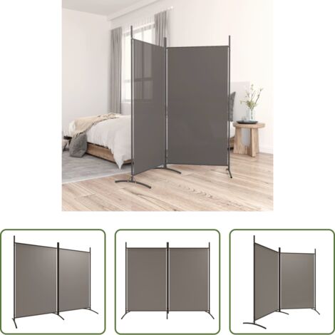 Divisore a 2 pannelli -  Divisorio a 2 Pannelli Antracite 175x180 cm Tessuto