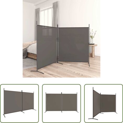 Divisore a 2 pannelli -  Divisorio a 2 Pannelli Antracite 348x180 cm Tessuto