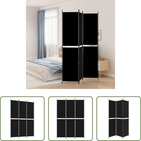 Divisore a 3 pannelli -  Divisorio a 3 Pannelli Nero 150x220 cm in Tessuto