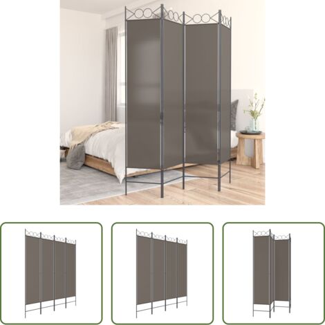 Divisore a 4 pannelli -  Divisorio a 4 Pannelli Antracite 160x200 cm Tessuto