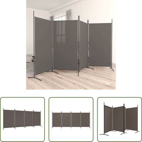 Divisore a 4 pannelli -  Divisorio a 4 Pannelli Antracite 346x180 cm Tessuto