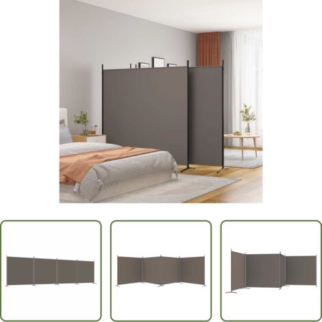 Divisore a 4 pannelli -  Divisorio a 4 Pannelli Antracite 698x180 cm Tessuto