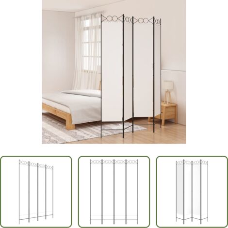 Divisore a 4 pannelli -  Divisorio a 4 Pannelli Bianco 160x220 cm Tessuto
