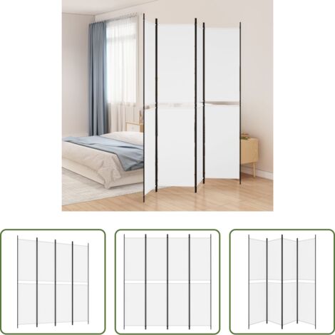Divisore a 4 pannelli -  Divisorio a 4 Pannelli Bianco 200x220 cm Tessuto