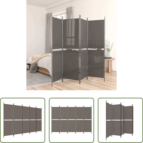 Divisore a 5 pannelli -  Divisorio a 5 Pannelli Antracite 250x180 cm Tessuto