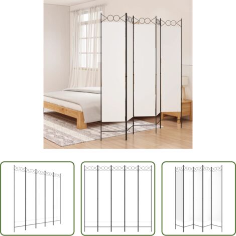 Divisore a 5 pannelli -  Divisorio a 5 Pannelli Bianco 200x200 cm Tessuto