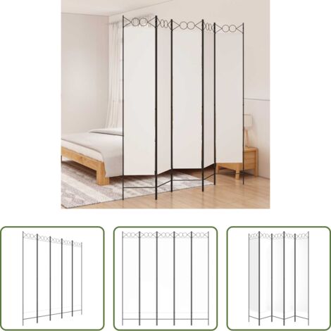 Divisore a 5 pannelli -  Divisorio a 5 Pannelli Bianco 200x220 cm Tessuto
