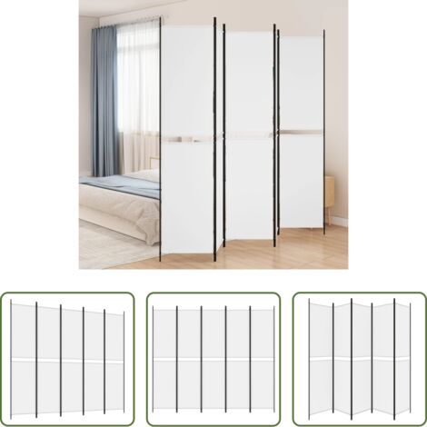 Divisore a 5 pannelli -  Divisorio a 5 Pannelli Bianco 250x220 cm Tessuto