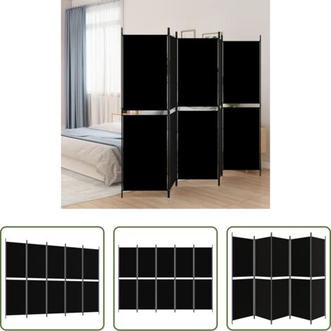 Divisore a 5 pannelli -  Divisorio a 5 Pannelli Nero 250x180 cm in Tessuto