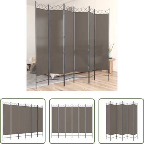 Divisore a 6 pannelli -  Divisorio a 6 Pannelli Antracite 240x200 cm Tessuto