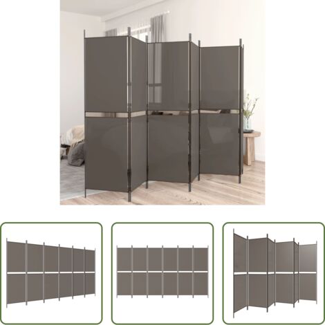 Divisore a 6 pannelli -  Divisorio a 6 Pannelli Antracite 300 x 180 cm Tessuto