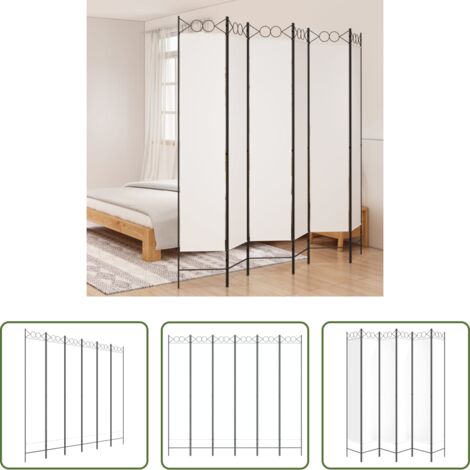 Divisore a 6 pannelli -  Divisorio a 6 Pannelli Bianco 240x200 cm Tessuto