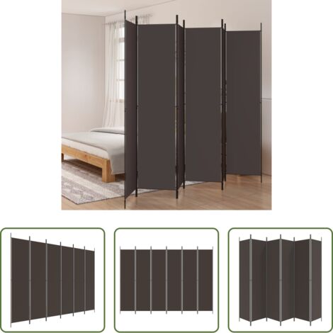 Divisore a 6 pannelli -  Divisorio a 6 Pannelli Marrone 300x220 cm in Tessuto