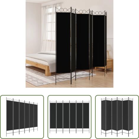Divisore a 6 pannelli -  Divisorio a 6 Pannelli Nero 240x200 cm in Tessuto