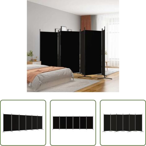 Divisore a 6 pannelli -  Divisorio a 6 Pannelli Nero 520x180 cm in Tessuto