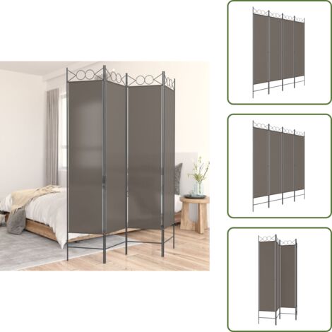 Divisore antracite - vidaXL Divisorio a 4 Pannelli Antracite 160x200 cm Tessuto - Divisore pieghevole