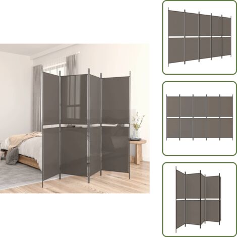 Divisore antracite - vidaXL Divisorio a 5 Pannelli Antracite 250x200 cm Tessuto - Divisore pieghevole