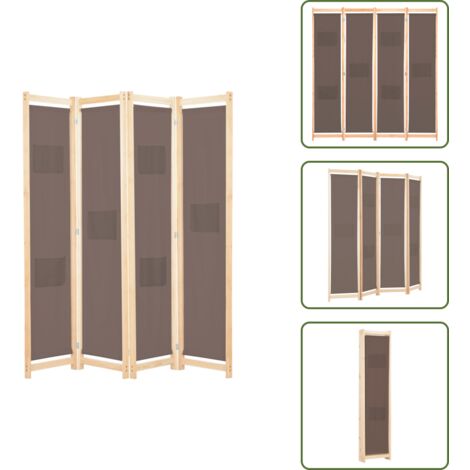 Divisore decorativo - vidaXL Divisorio a 4 Pannelli Marrone 160x170x4 cm in Tessuto - Divisore per guardaroba