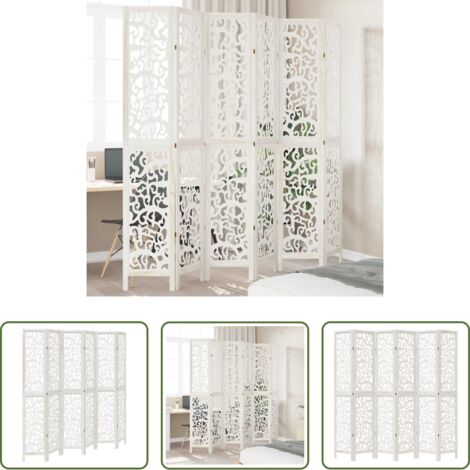 Divisore in legno -  Divisorio Ambienti 6Pannelli Bianco Legno Massello di Paulownia