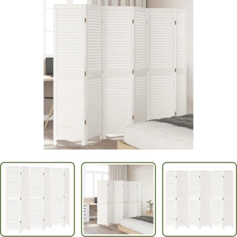 Divisore in legno -  Divisorio Ambienti 6Pannelli Bianco Legno Massello di Paulownia