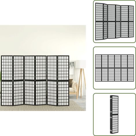 Divisore in legno - vidaXL Divisorio Pieghevole 6 Pannelli Stile Giapponese 240x170cm Nero - Divisore giapponese