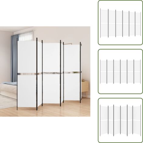 Divisore in tessuto - vidaXL Divisorio a 6 Pannelli Bianco 300 x 180 cm Tessuto - Divisore pieghevole