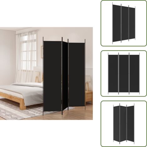 Divisore per camera da letto - vidaXL Divisorio a 3 Pannelli Nero 150x200 cm in Tessuto - Divisore per privacy
