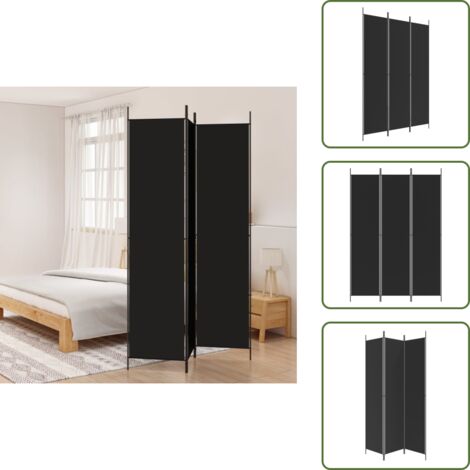 Divisore per camera da letto - vidaXL Divisorio a 3 Pannelli Nero 150x220 cm in Tessuto - Divisore per privacy