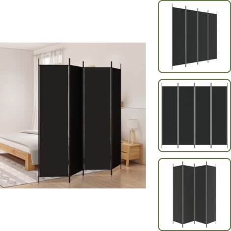 Divisore per camera da letto - vidaXL Divisorio a 4 Pannelli Nero 200x200 cm in Tessuto - Divisore per privacy