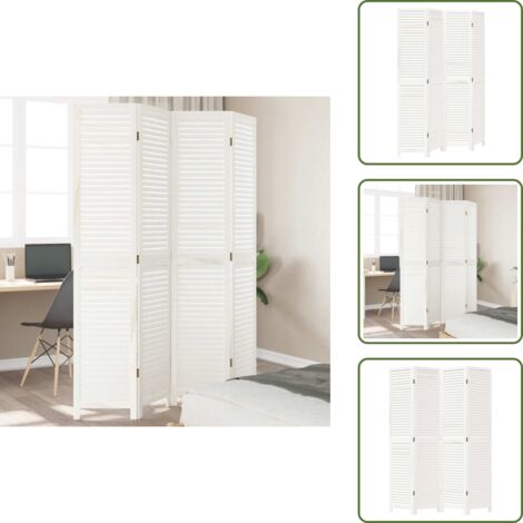 Divisore per camera da letto - vidaXL Divisorio Ambienti 4Pannelli Bianco Legno Massello di Paulownia - Divisore per soggiorno