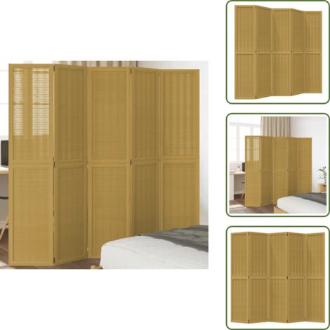 Divisore per camera da letto - vidaXL Divisorio Ambienti 5 Pannelli Marrone Legno Massello Paulownia - Divisore per soggiorno