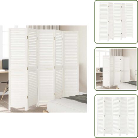 Divisore per camera da letto - vidaXL Divisorio Ambienti 5Pannelli Bianco Legno Massello di Paulownia - Divisore per soggiorno