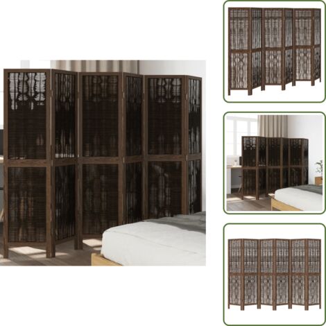 Divisore per camera da letto - vidaXL Divisorio Ambienti 6 Pannelli Marrone Scuro Massello Paulownia - Divisore per soggiorno