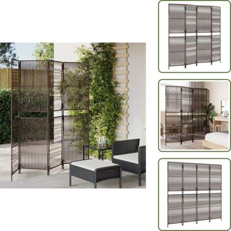 Divisore per camera da letto - vidaXL Divisorio per Ambienti a 4 Pannelli Marrone in Polyrattan - Divisore per soggiorno