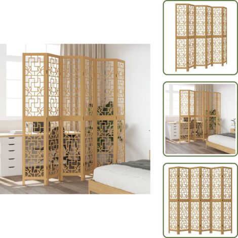 Divisore per soggiorno - vidaXL Divisorio Ambienti 6 Pannelli Marrone Legno Massello Paulownia - Divisore per ufficio