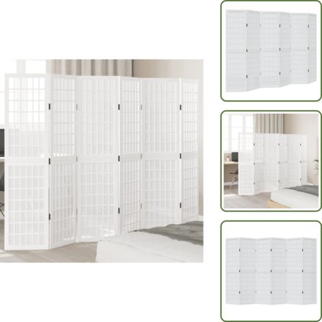 Divisore per soggiorno - vidaXL Divisorio Ambienti 6Pannelli Bianco Legno Massello di Paulownia - Divisore per camera da letto