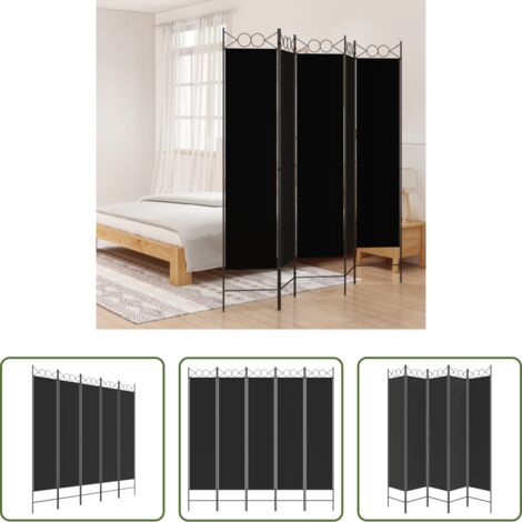Divisore per stanze -  Divisorio 5 Pannelli Nero 200x200 cm Tessuto